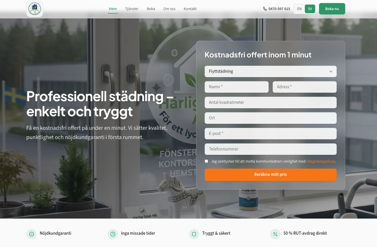 Härlig Städ AB homepage — professional cleaning services Sweden